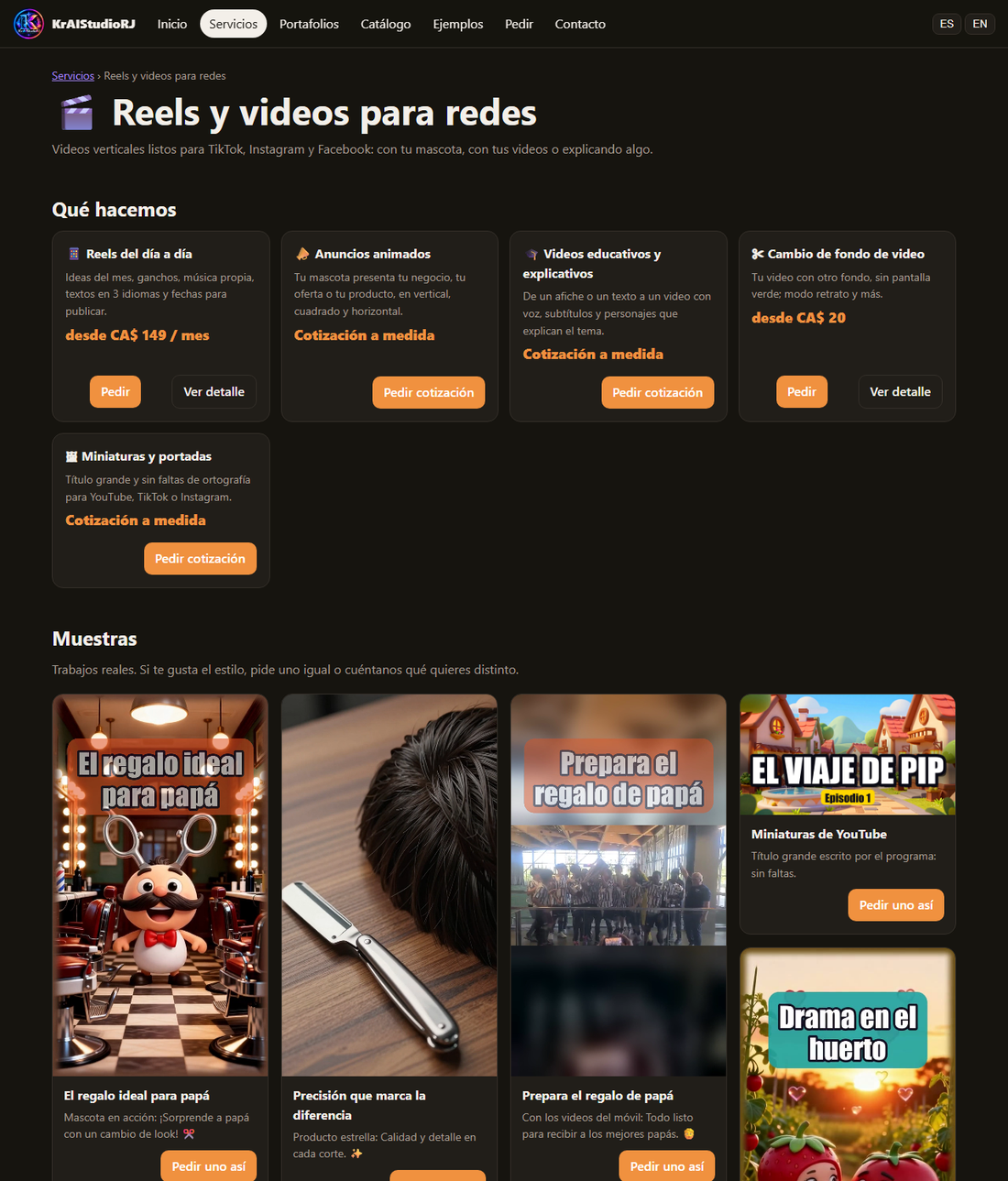 Página de un servicio